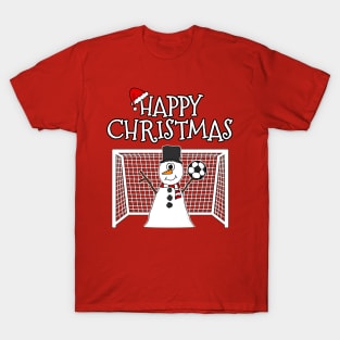 Christmas Soccer Player Football Snowman Goalkeeper Xmas 2022 T-Shirt